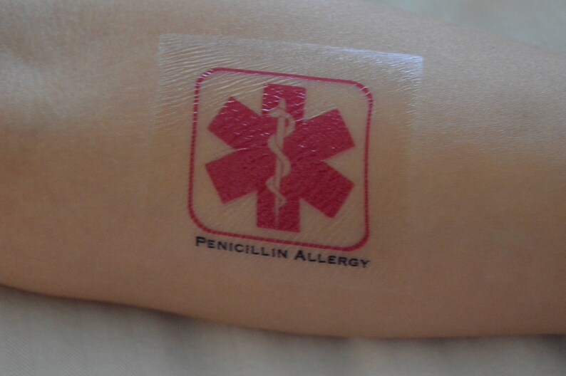 28 Customizable Allergy/Medical Alert Temporary Tattoos Etsy