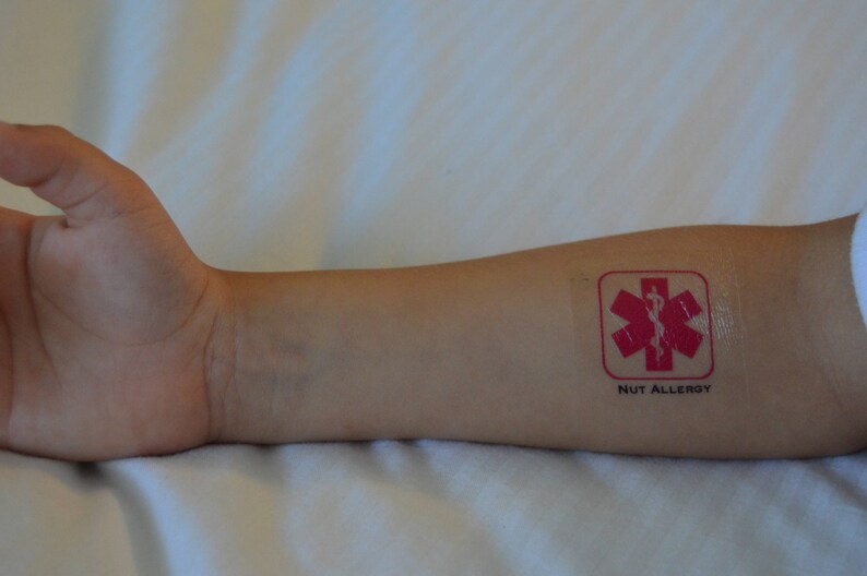 28 Customizable Allergy/Medical Alert Temporary Tattoos Etsy