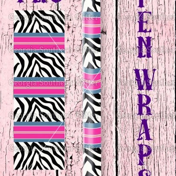 Zebra Glitter Pen Wrappers for waterslide or vinyl PNG file