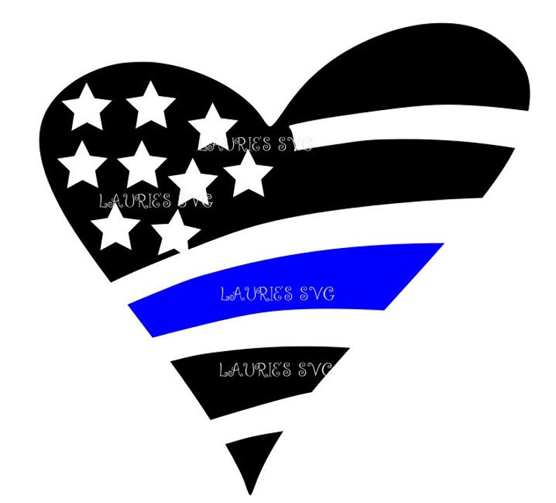 Download Heart blue line Back the Blue Police Support svg Eps Dxf ...