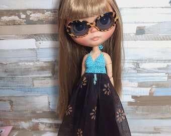 Robe Blythe + LUNETTES, tenue blythe, robe de poupée hippie, Blythe custom, poupée Blythe, Ooak Blythe, blythe personnalisé, poupée BLYTHE