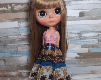 Robe Blythe, tenue blythe, robe de poupée hippie, Blythe custom, poupée Blythe, Ooak Blythe, blythe personnalisé, poupée BLYTHE Custom,