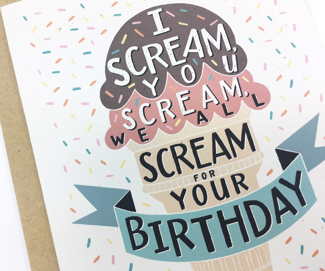 Happy Birthday Card Ice Cream Card Ice Cream Birthday Etsy