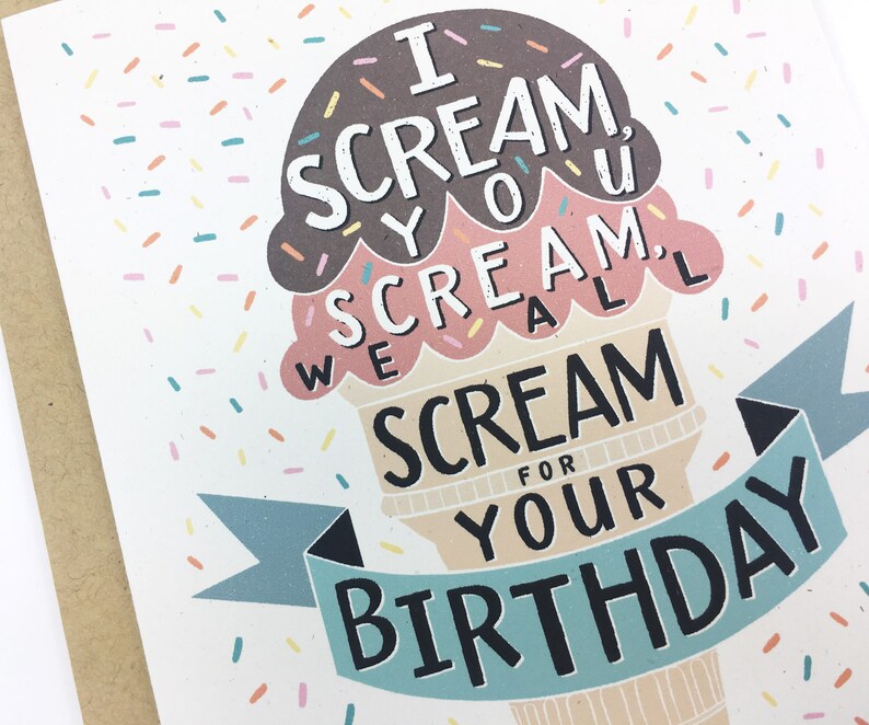 Happy Birthday Card Ice Cream Card Ice Cream Birthday Etsy