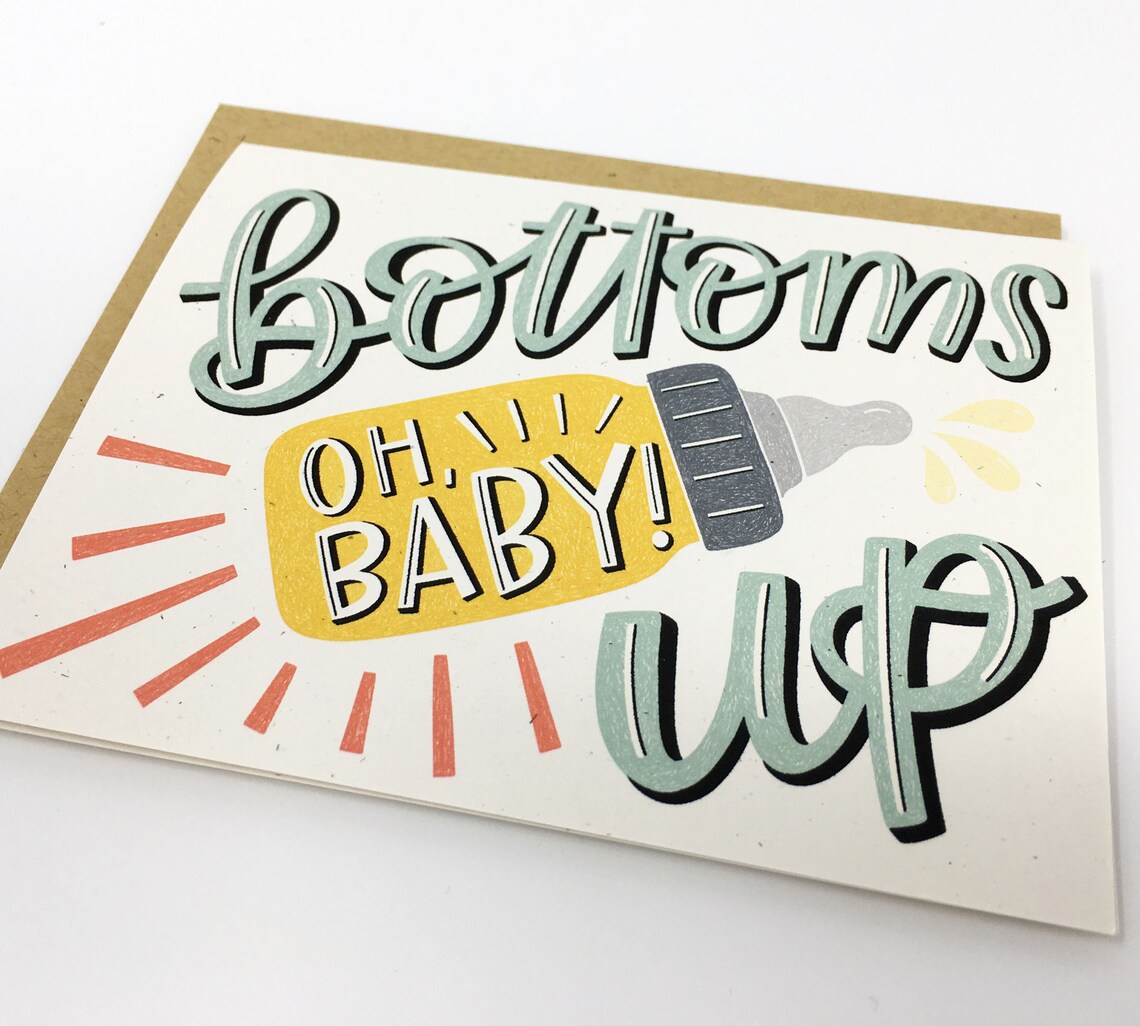 Funny Baby Shower Card Bottoms Up Card Bottoms Up Baby Etsy