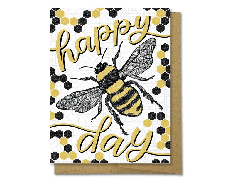 Happy Bee Day Card Birthday Card Bee Card Bday Card Etsy
