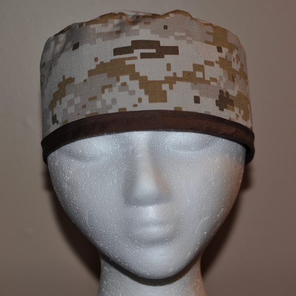 Men's USMC Marines  or USN Navy Digital Desert Camo Scrub Cap/Hat - One Size Fits Most (no logos)