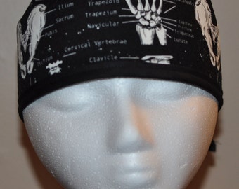 Glow in the Dark with Bones  - Men's Scrub Cap Hat - One Size Fits Most