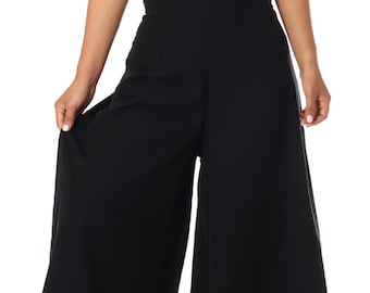 Pantalon bohème HIPPIE en coton - Mode estivale à la plage - Style tsigane végétalien - Style urbain pour femme - Pantalon ouvert - Pantalon large