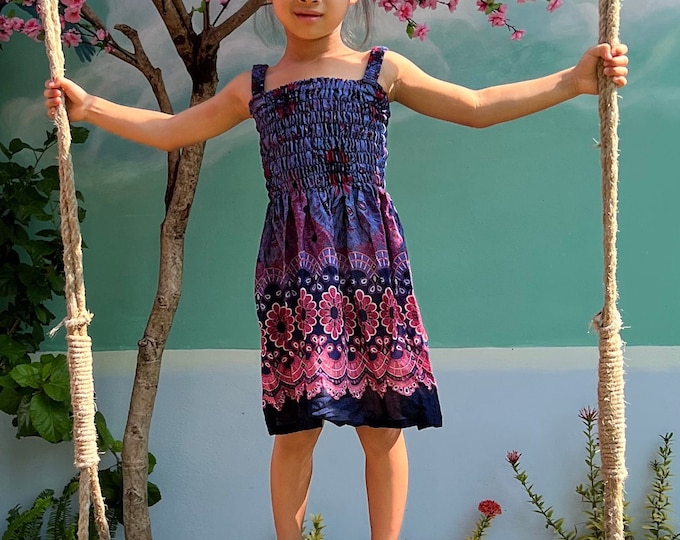 Girls Boho Rayon Summer Dress: Thai Beach Cover Up