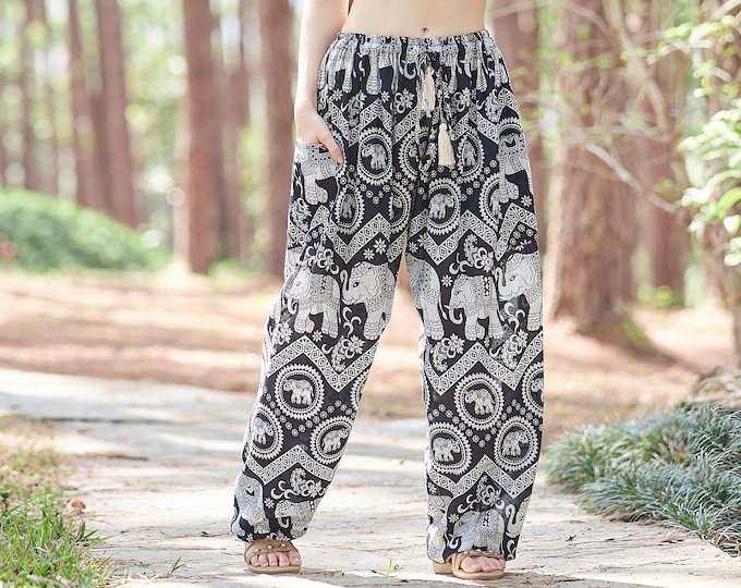 Black Elephant Harem Pants: Boho Yoga Festival Style