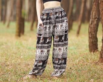 Black Boho Harem Yoga Pants Women Comfy Hippie Pant Loungewear Trousers Loose Festival Summer Clothes Beach Wear - Birthday Gift for Her