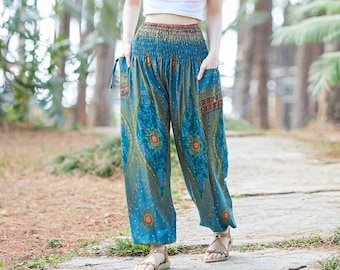 Harem Pants for Women - Flowy Yoga Pants - Hippie Trousers - Bohemian Clothes for Women - Genie Aladdin Balloon Pants - Boho Fall Pants