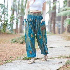 Pantalones Harem para mujer Pantalones de yoga fluidos Pantalones hippie  Ropa Boho para mujer Pantalones globo Genie Aladdin Pantalones de otoño  Boho -  México