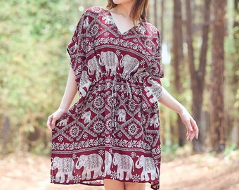 Rayon Boho Top: Kaftan Tunic, Kimono Swim Cover-Up