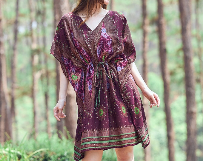 Rayon Boho Top: Kaftan Tunic, Kimono Swim Cover-Up
