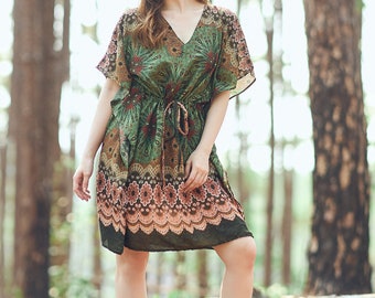 Rayon Boho Top: Versatile Kaftan Tunic - One Size