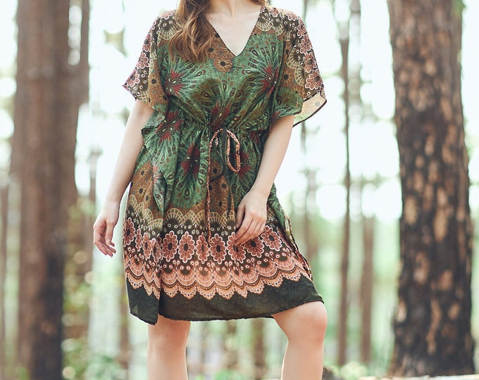 Rayon Boho Top: Versatile Kaftan Tunic - One Size