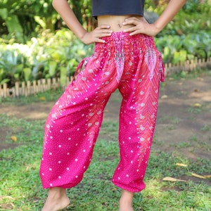GIRLS PINK HAREM Pants - Many Kids Size Toddlers Trousers - Kids Comfy Clothing - Light Weight Summer Pants for Children's