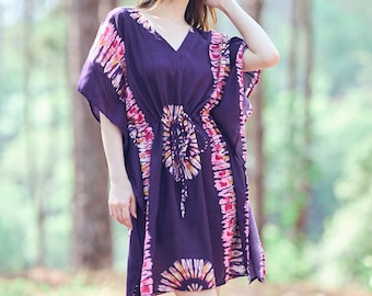 Rayon Boho Top: Kaftan Tunic, Kimono Swim Cover-Up