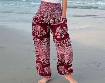 TEEN HAREM PANTS - Smocked Waist Comfy Summer Clothing - Small Sizes Available Toddlers Pants - Boho Aladdin Trousers for Children