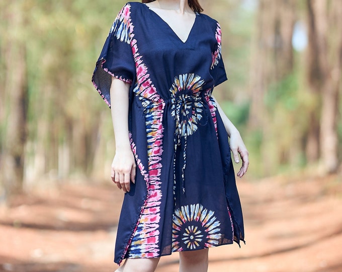 Rayon Boho Top: Kaftan Tunic, Kimono Swim Cover-Up