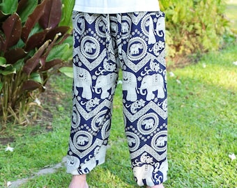 DARK BLUE ELEPHANT Harem Pants Men Comfy Bohemian Trousers for Festival Baggy Beach Summer Boho Clothes