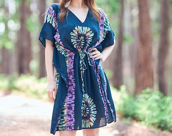 Rayon Boho Top: Kaftan Tunic, Kimono Swim Cover-Up