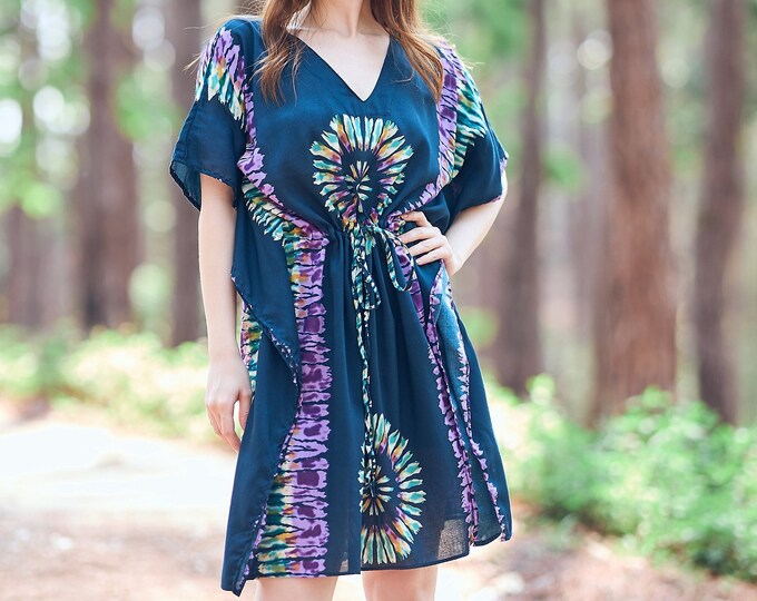 Rayon Boho Top: Kaftan Tunic, Kimono Swim Cover-Up