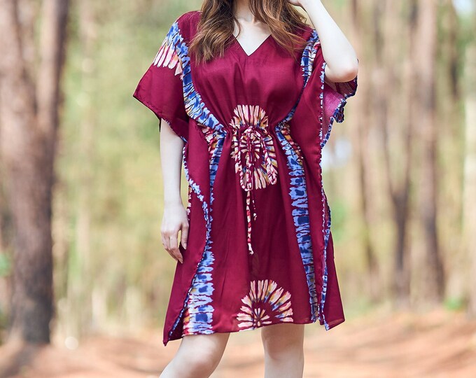 Rayon Boho Top: Kaftan Tunic, Kimono Swim Cover-Up