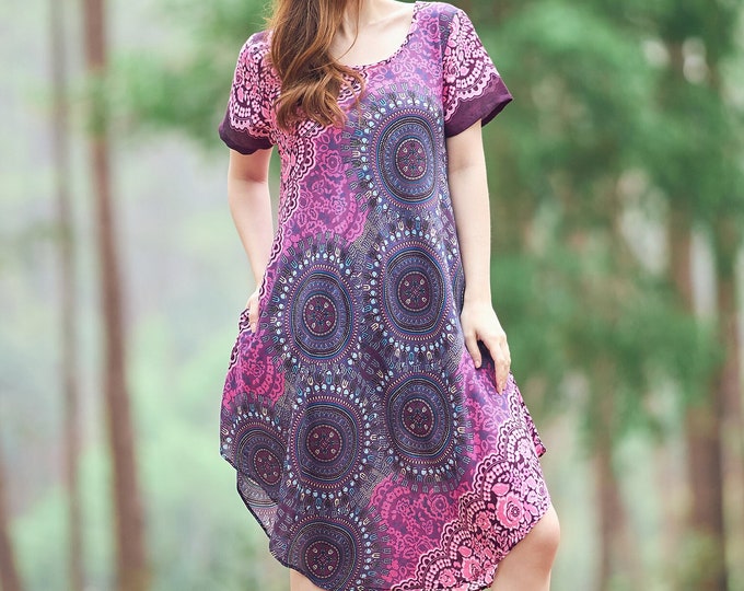 Boho Rayon Sundress with Pockets: Women's Festival Hippie Dress