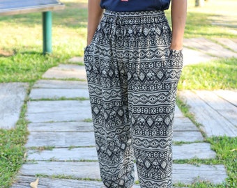 Mens Lounge Pants - Comfy Mens Harem Pants Hippie Mens Clothing - Elephant Print Mens Festival Pants - Summer Style Pants With Pockets