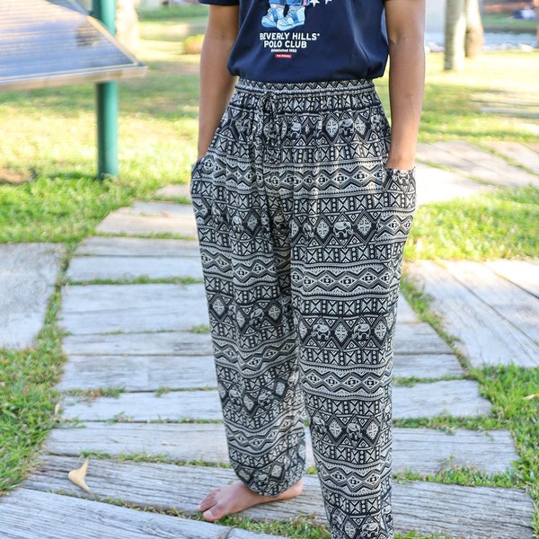 ELEPHANT PRINT MEN Harem Pants Lounge Summer Trousers - Comfy Harem Pants Festival Wear Lounge Pants Mens - Hippie Pants with Pockets