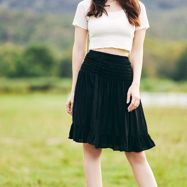 Black Short Flowy Skirt - Etsy