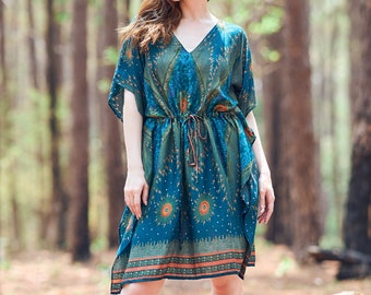 Rayon Boho Top: Kaftan Tunic, Kimono Swim Cover-Up