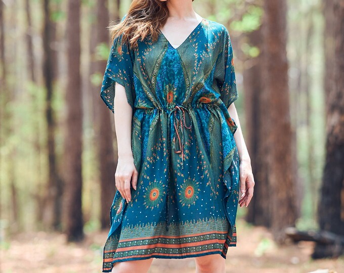 Rayon Boho Top: Kaftan Tunic, Kimono Swim Cover-Up