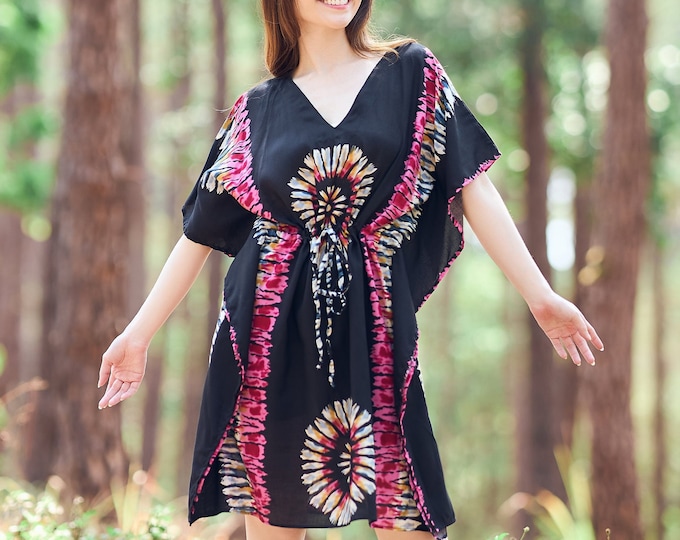 Rayon Boho Top: Kaftan Tunic, Kimono Swim Cover-Up