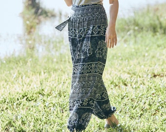 BLACK BOHO PANTS - Women Harem Pants Hippie Trousers - Small to Plus Sizes Hippie Pants - Girls Festival Pants - Thai Elephant Pants