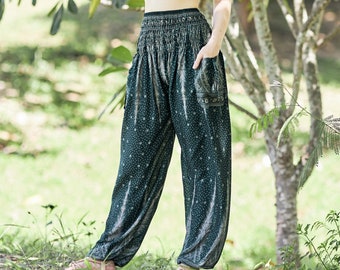 Hippie Clothes for Women Fashion - Flowy Festival Outfits for Women - Yoga Pants with Pockets -  Women Harem Pants