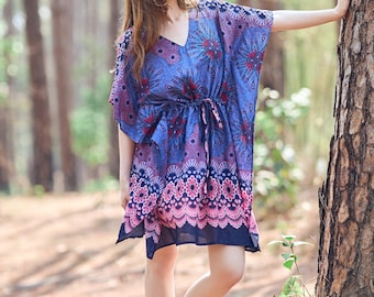Rayon Boho Top: Versatile Kaftan Tunic, Kimono Cover-Up