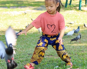 Blue Elephant Harem Pants: Kids Rayon Thai Pants