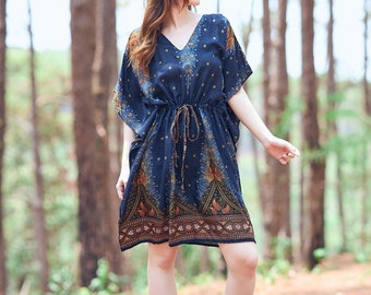 Rayon Boho Top: Kaftan Tunic, Kimono Swim Cover-Up