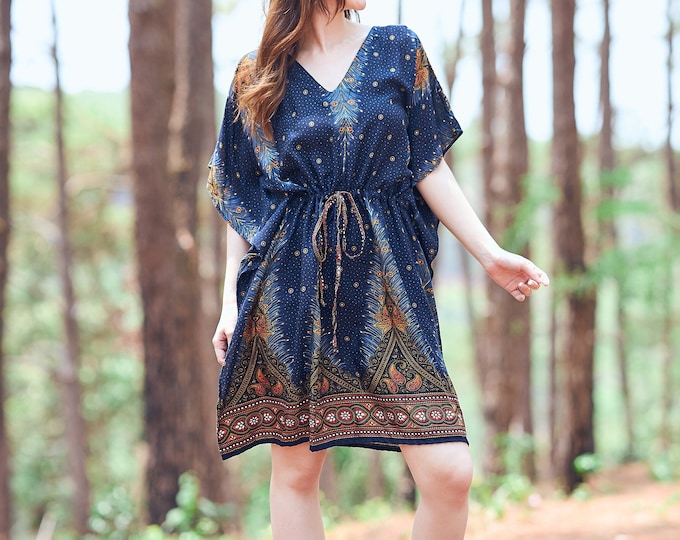 Rayon Boho Top: Kaftan Tunic, Kimono Swim Cover-Up