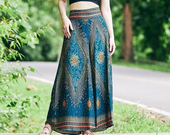 WOMEN PALAZZO PANTS Teal - Petite to Plus Sizes Fit All - Wide Leg Yoga Pants - Hippie Pants - Bohemian Fall Clothing - Comfy Thai Pants