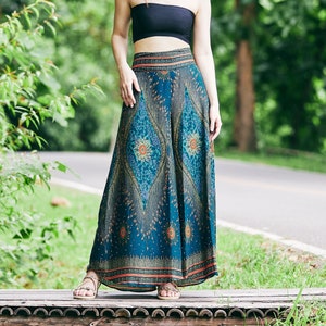 WOMEN PALAZZO PANTS Teal - Petite to Plus Sizes Fit All - Wide Leg Yoga Pants - Hippie Pants - Bohemian Fall Clothing - Comfy Thai Pants