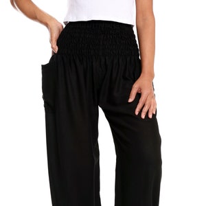 BLACK HAREM PANTS Boho Flowy Yoga Pants Hippie Trousers - Etsy