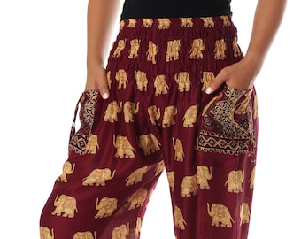 Elefanten Haremshose: Handgemachte Rayon Genie Hose mit Taschen