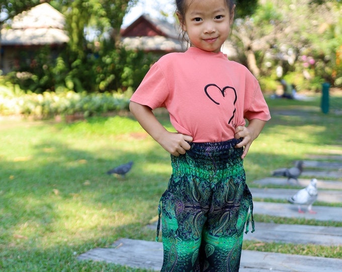 Green Harem Pants Kids: Comfy Rayon Toddler Trousers