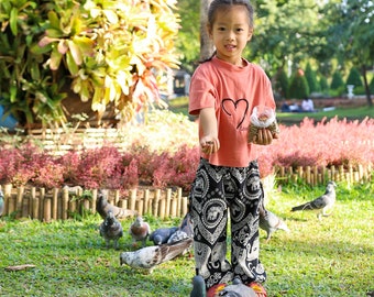 Kids Black Elephant Harem Pants: Comfy Rayon Aladdin Trousers