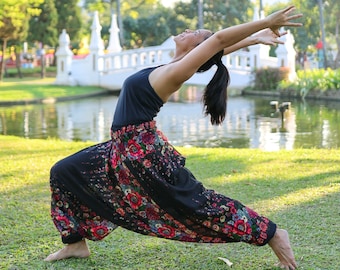 Floral Harem Pants: Handmade Rayon Boho Hippie Trousers